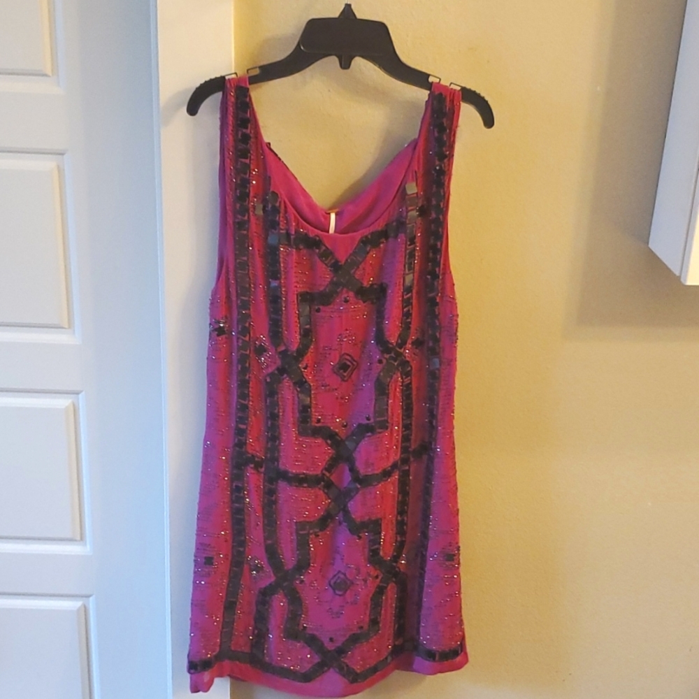 Hot Pink Sequin Free People Party Dress Size 8